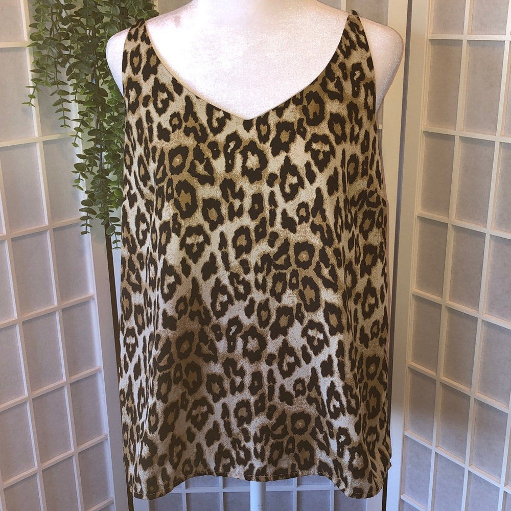 Banana Republic Leopard Print Front Lined Camisole Top, Adjustable Straps, Small